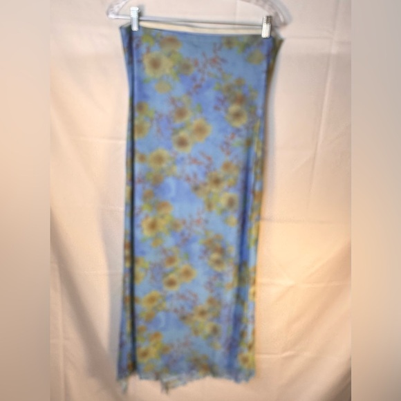 Urban Outfitters Strapless Floral Blue Maxi Skirt Size L - Picture 5 of 12